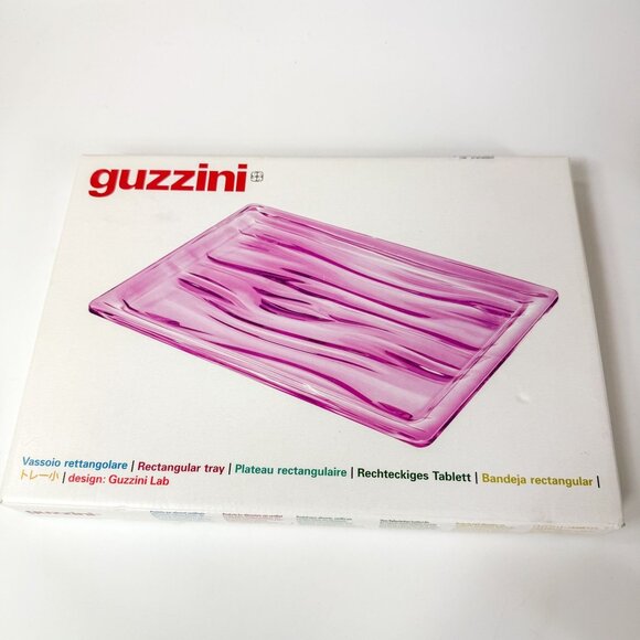 Guzzini Red Aqua Wavy Rectangular Acrylic Serving Tray Made In Italy - Picture 6 of 6